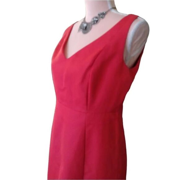 J. Crew Matte Red Fit And Flare V Neck Midi Cocktail Dress Size 8 - Picture 8 of 16